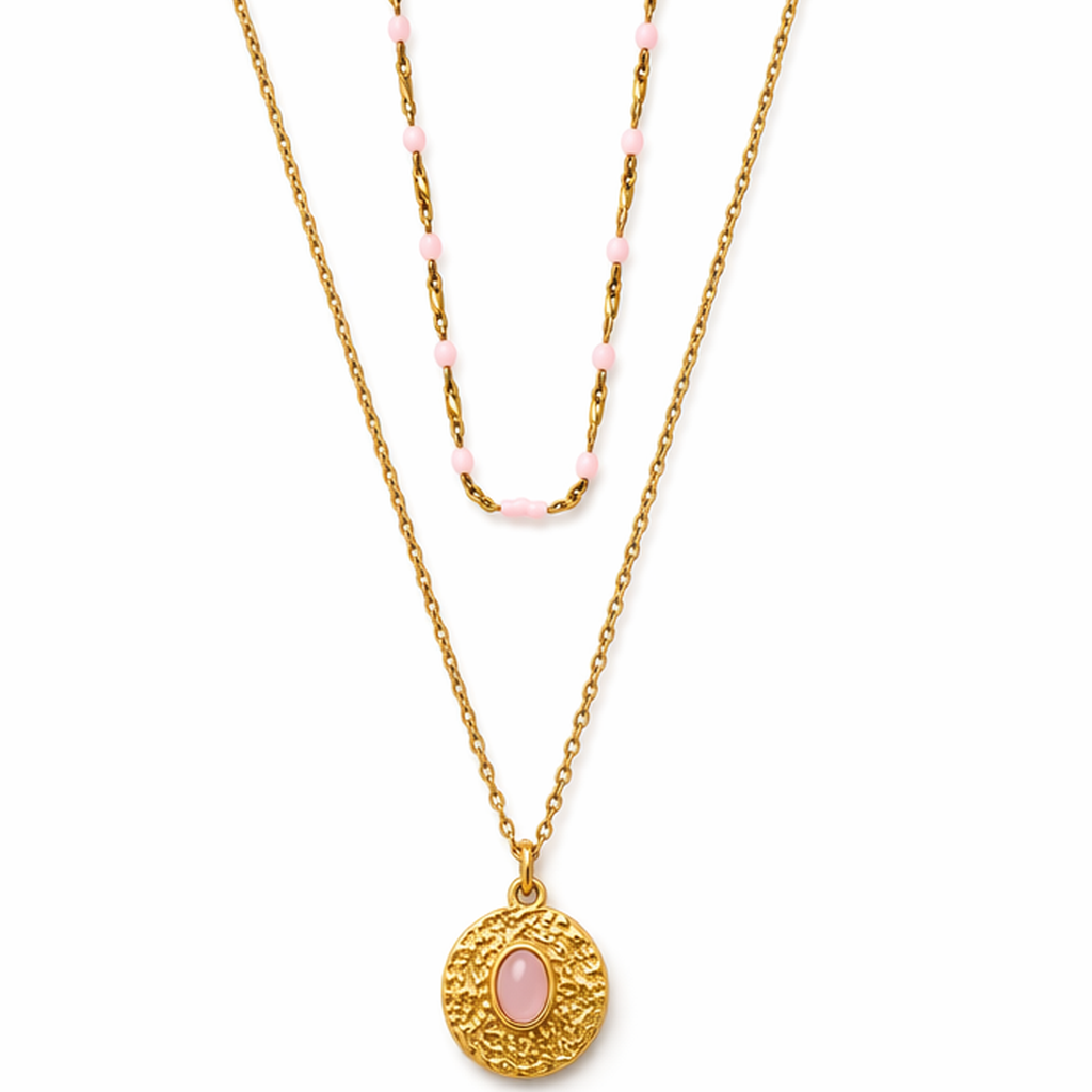 BLUSH STONE DUO - NECKLACES