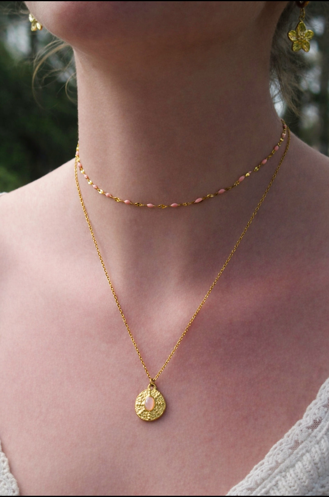 BLUSH STONE DUO - NECKLACES